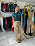 Gold Sequin Wide Leg Pants