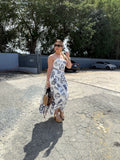 WhiteNavy Tropical Top & Skirt Set