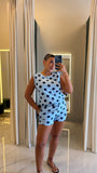 Blue PolkaDots Shorts Set