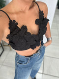 Black Bloom Petal Top