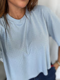 Blue Crop Rhinestones Top