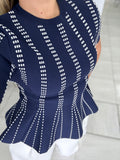 NavyWhite Peplum Top