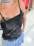 Black Lace Camisole Top (Oversized)