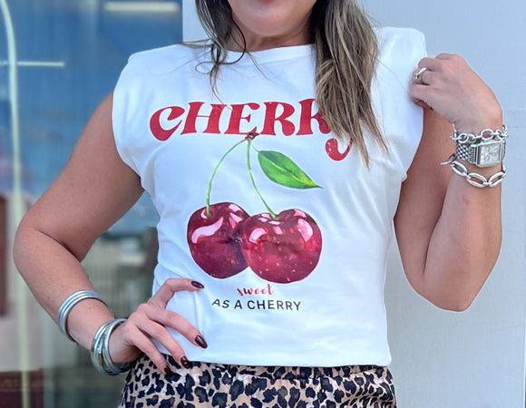 Cherry Padded Muscle Top