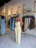 Yellow Combo Top & Fringes Pants Set