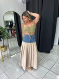 Light Olive Front Lace Up Top