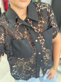 Black Lace Collar Top