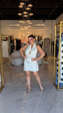 Cream Halter Drape Dress