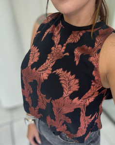 Black Brown Floral Top