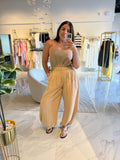 Taupe BackLess Aladdin Jumpsuit