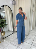 Collar Denim Jumpsuit