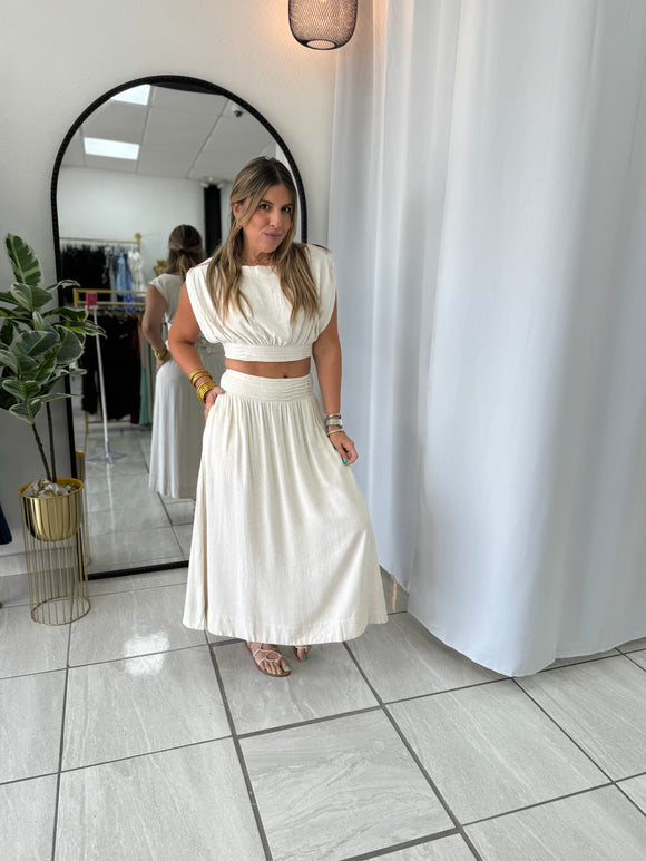 Natural Crop Top & Skirt Set