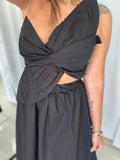 Black Knotted Midi Dress