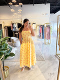 Yellow Blush Dots Midi Dress