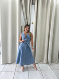 LightDenim Buttons Midi Dress