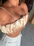 Yellow Spaghetti Bubble Crop Top