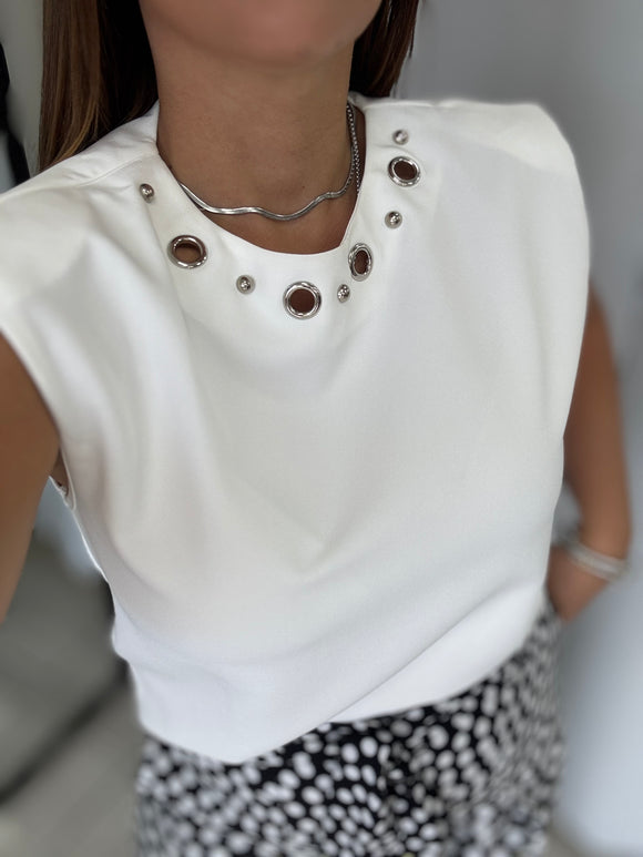 White Embellished Top