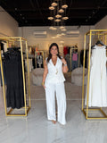 White Pleated Vest & Pants