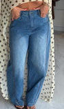 Denim Piping Detail Barrel Jeans