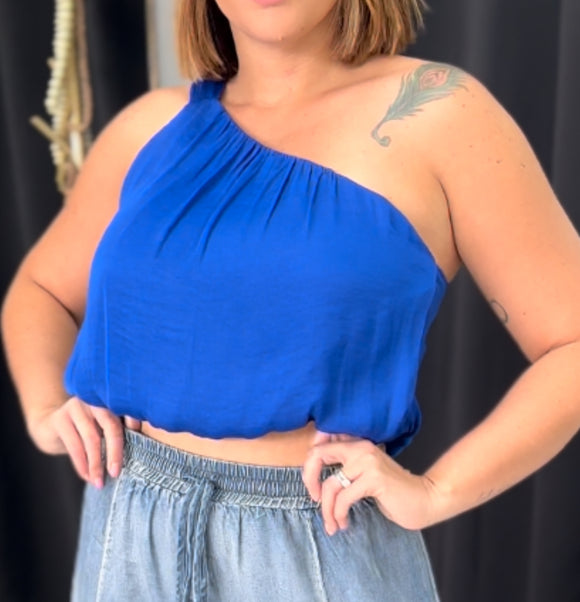 Capri Blue OneShoulder Top