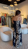 Navy SmockedBack Floral Jumpsuit