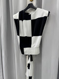 Black Checkered Satin Top