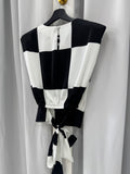 Black Checkered Satin Top