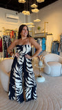 Navy SmockedBack Floral Jumpsuit